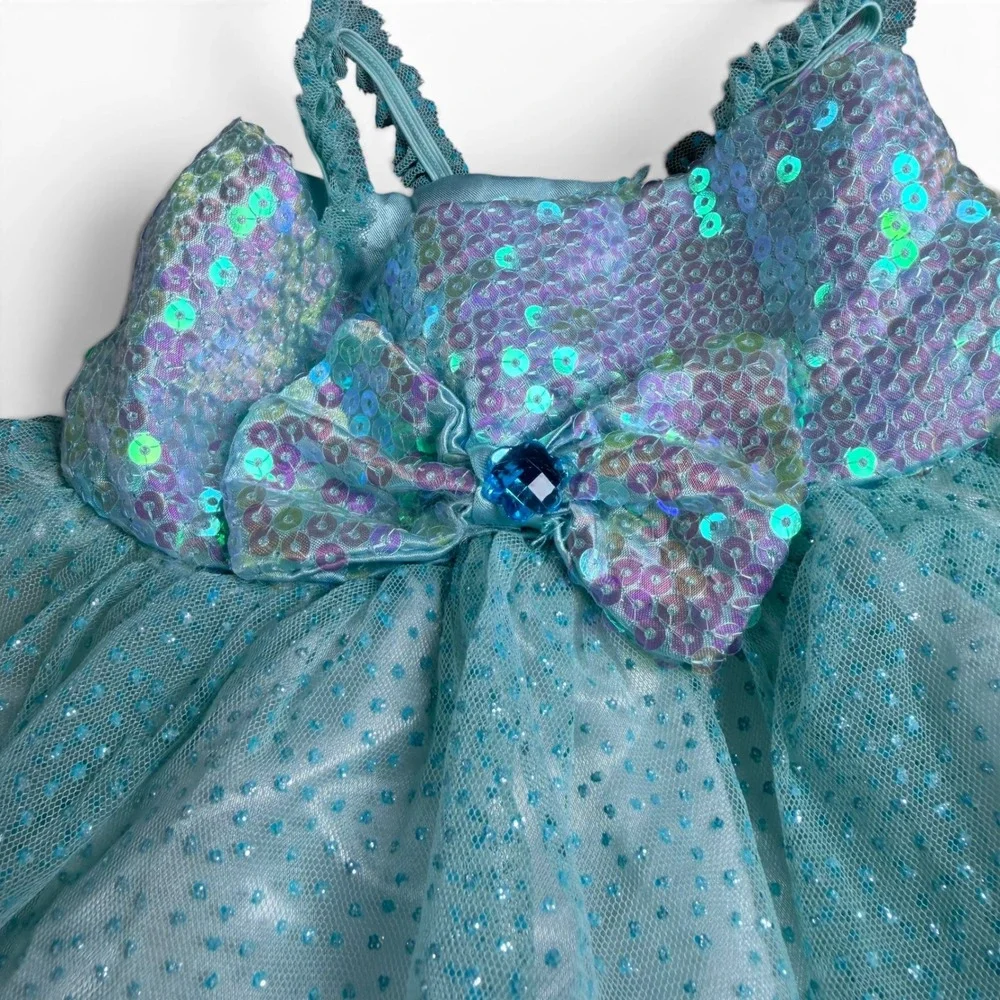 Build A Bear Workshop Aqua Blue Sequin Tulle Dress Plush Outfit 2013